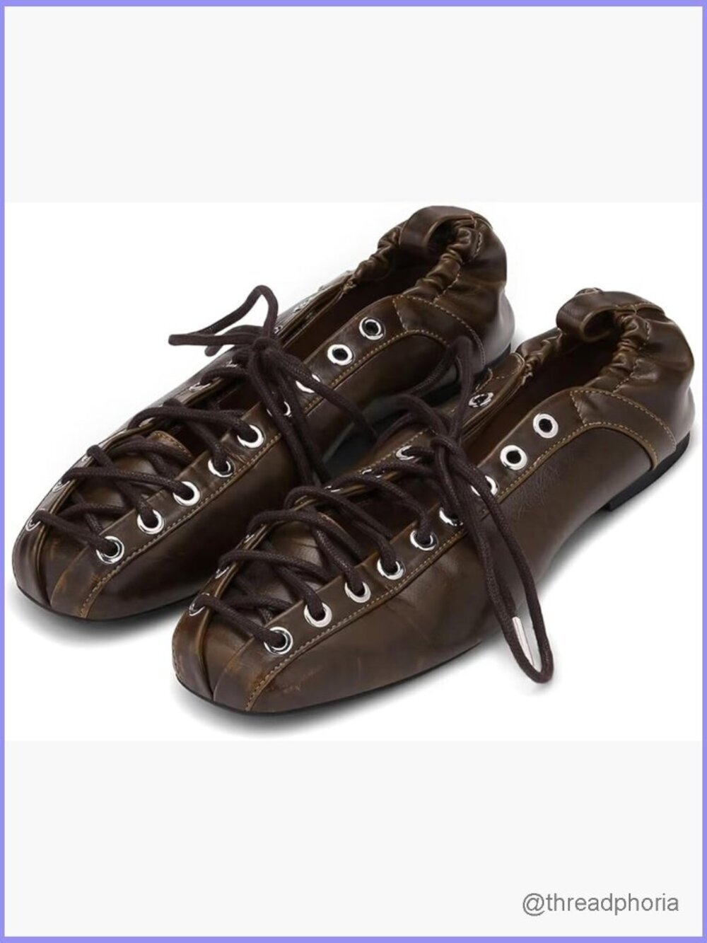 Lace-Up Ballet Flats Square Toe Comfort Slip On Shoes